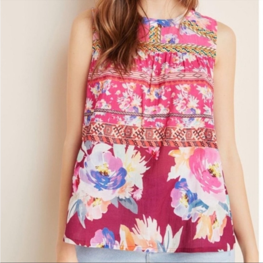 Anthropologie Vineet Bahl Floral Boho Roderiga Blouse